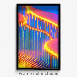 Pixel Art Poster - Digital Wire Frame Sandbar (8 Bit Video Game Print)