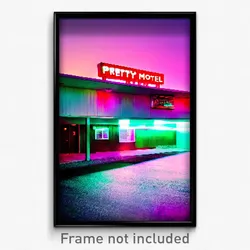 Pixel Art Poster - Pretty Motel (8 Bit Psychedelic Trippy Video Game Print)