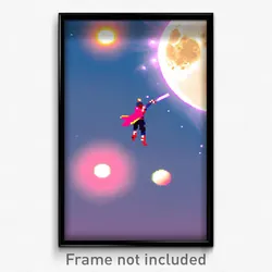 Pixel Art Poster - Creative Moon Battle (8 Bit Psychedelic Video Game Print)
