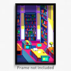 Pixel Art Poster - Negligible Library (8 Bit Psychedelic Video Game Print)