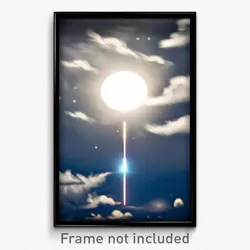 Pixel Art Poster - Cloudy Moon Battle (8 Bit Psychedelic Video Game Print)