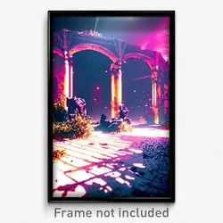 Pixel Art Poster - Artistic Battlefield (8 Bit Psychedelic Video Game Print)