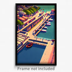 Pixel Art Poster - Sharp Harbour (8 Bit Psychedelic Trippy Video Game Print)