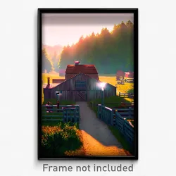 Pixel Art Poster - Little Farmstead (8 Bit Psychedelic Trippy Video Game Print)