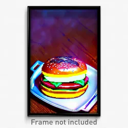 Pixel Art Poster - Warm Hamburger (8 Bit Psychedelic Trippy Video Game Print)