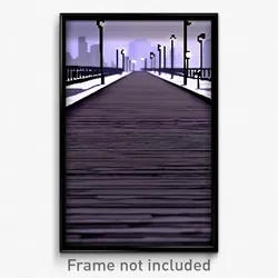 Pixel Art Poster - Dreary Boardwalk (8 Bit Psychedelic Trippy Video Game Print)