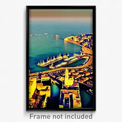 Pixel Art Poster - Huge Harbour (8 Bit Psychedelic Trippy Video Game Print)