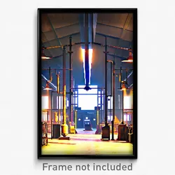 Pixel Art Poster - Peaceful Foundry (8 Bit Psychedelic Trippy Video Game Print)