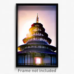 Pixel Art Poster - Majestic Pagoda (8 Bit Psychedelic Trippy Video Game Print)