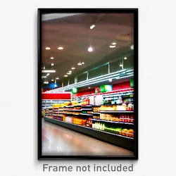 Pixel Art Poster - Modern Grocery Store (8 Bit Psychedelic Video Game Print)