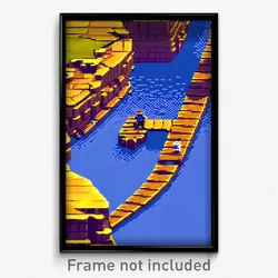 Pixel Art Poster - Puzzling Port (8 Bit Psychedelic Trippy Video Game Print)