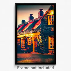 Pixel Art Poster - Authentic Inn (8 Bit Psychedelic Trippy Video Game Print)