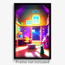 Pixel Art Poster - Cute Den (8 Bit Psychedelic Trippy Weird Video Game Print)