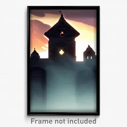 Pixel Art Poster - Mysterious Eaves (8 Bit Psychedelic Trippy Video Game Print)