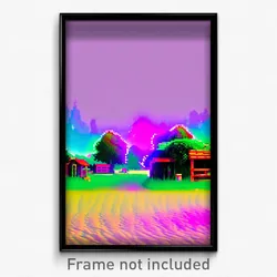 Pixel Art Poster - Glitchy Ranch (8 Bit Psychedelic Trippy Video Game Print)