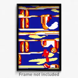Pixel Art Poster - Distorted Hot Dog (8 Bit Psychedelic Trippy Video Game Print)