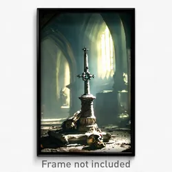 Pixel Art Poster - Grimy Ossuary (8 Bit Psychedelic Trippy Video Game Print)