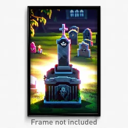 Pixel Art Poster - Animated Grave (8 Bit Psychedelic Trippy Video Game Print)