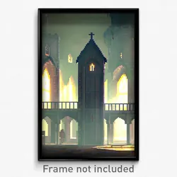 Pixel Art Poster - Normal Nunnery (8 Bit Psychedelic Trippy Video Game Print)