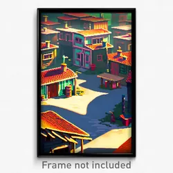 Pixel Art Poster - Clean Shantytown (8 Bit Psychedelic Trippy Video Game Print)
