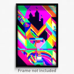 Pixel Art Poster - Colorful College (8 Bit Psychedelic Trippy Video Game Print)