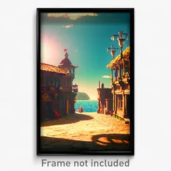 Pixel Art Poster - Antique Isle (8 Bit Psychedelic Trippy Video Game Print)