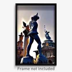 Pixel Art Poster - Magnificent Statue (8 Bit Psychedelic Video Game Print)