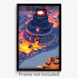 Pixel Art Poster - Remote Citadel (8 Bit Psychedelic Trippy Video Game Print)