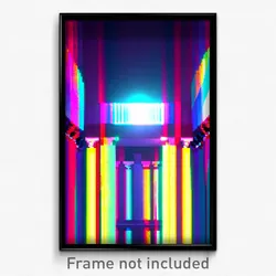 Pixel Art Poster - Glitchy Colonnade (8 Bit Psychedelic Trippy Video Game Print)