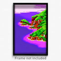Pixel Art Poster - Original Archipelago (8 Bit Psychedelic Video Game Print)
