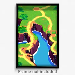 Pixel Art Poster - Squiggly Peninsula (8 Bit Psychedelic Video Game Print)