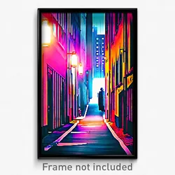 Pixel Art Poster - Flickering Street (8 Bit Psychedelic Trippy Video Game Print)