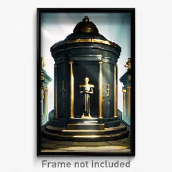 Pixel Art Poster - Bronze Tomb (8 Bit Psychedelic Trippy Weird Video Game Print)