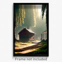 Pixel Art Poster - Peaceful Hovel (8 Bit Psychedelic Trippy Video Game Print)