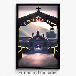 Pixel Art Poster - Measly Nunnery (8 Bit Psychedelic Trippy Video Game Print)