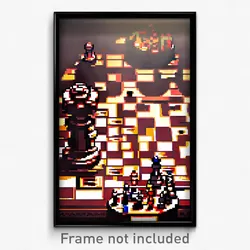 Pixel Art Poster - Classic Chess (8 Bit Psychedelic Trippy Video Game Print)
