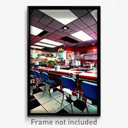 Pixel Art Poster - Cluttered 50'S Diner (8 Bit Psychedelic Video Game Print)