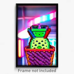 Pixel Art Poster - Wavy Boba Tea (8 Bit Psychedelic Trippy Video Game Print)