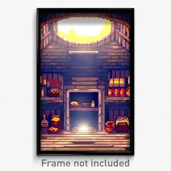 Pixel Art Poster - Warlike Cellar (8 Bit Psychedelic Trippy Video Game Print)
