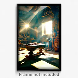 Pixel Art Poster - Ancient Workshop (8 Bit Psychedelic Trippy Video Game Print)