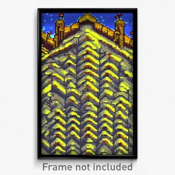 Pixel Art Poster - Zigzag Fortress (8 Bit Psychedelic Trippy Video Game Print)