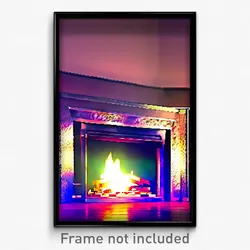 Pixel Art Poster - Distinct Fireplace (8 Bit Psychedelic Video Game Print)