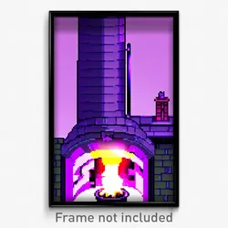 Pixel Art Poster - Violet Chimney (8 Bit Psychedelic Trippy Video Game Print)