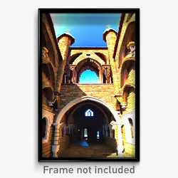 Pixel Art Poster - Warped Monastery (8 Bit Psychedelic Trippy Video Game Print)