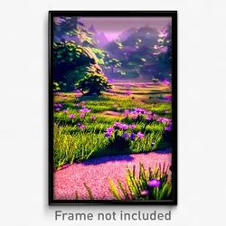 Pixel Art Poster - Small Meadow (8 Bit Psychedelic Trippy Video Game Print)