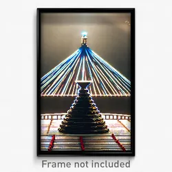 Pixel Art Poster - Digital Wire Frame Granary (8 Bit Video Game Print)