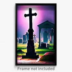 Pixel Art Poster - Famous Grave (8 Bit Psychedelic Trippy Video Game Print)