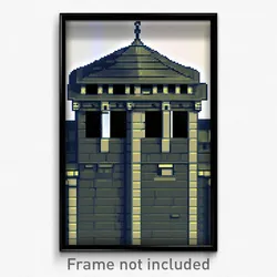 Pixel Art Poster - Rectangular Turret (8 Bit Psychedelic Video Game Print)