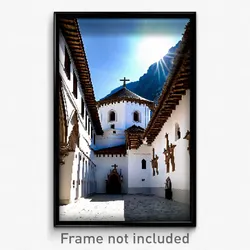 Pixel Art Poster - White Monastery (8 Bit Psychedelic Trippy Video Game Print)