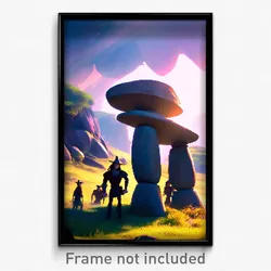 Pixel Art Poster - Wiggly Dolmen (8 Bit Psychedelic Trippy Video Game Print)
